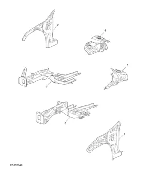 E511B049 SIDEMEMBER AND VALVANCE-FRONT