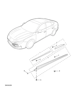 E643A039 BODY SIDE MOLDING AND ROCKER MOLDING TREAD PLATE