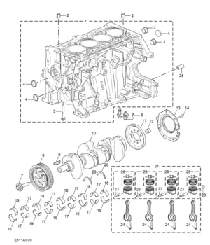 E111A070 CYLINDER BLOCK CRANKSHAFT ROD PISTON(1.5T)