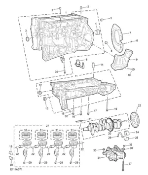 E111A071 CYLINDER BLOCK CRANKSHAFT ROD PISTON(2.0T)